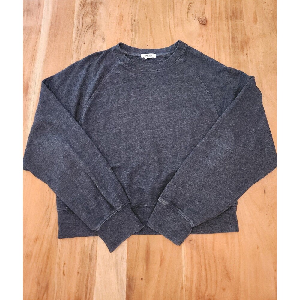 Garage Charcoal Grey Cropped Crewneck Sweatshirt Women's Size Large EUC